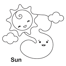 Sun starts with letter S coloring pages