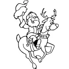 Santa with red nosed reindeer coloring pages