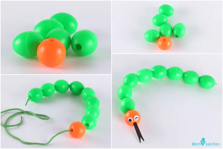 Thread beads snake themed animal crafts for kids