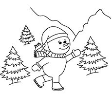 Printable walking snowman coloring pages
