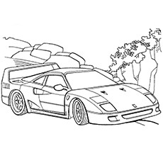 Sports race car coloring page