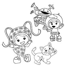 Team Umizoomi waving goodbye coloring page