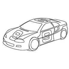 The 9 sport race car coloring page