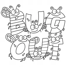 Spelling out bug coloring page