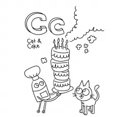 Cake starts with letter C coloring pages