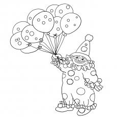 Clown with balloons coloring page