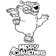 Cookie Monster during Christmas coloring page