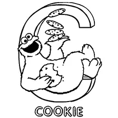 Cookie Monster in an alphabet coloring page