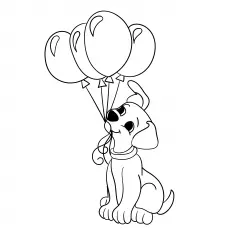 Cute puppy with balloons coloring page_image
