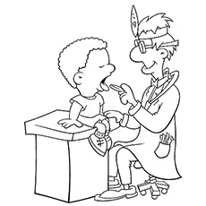 The dentist, community helper coloring page