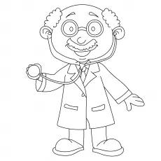 Doctor wearing a stethoscope coloring page