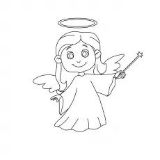 Fairy angel, cheerful angel coloring page