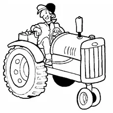 The funny farmer on tractor coloring pages