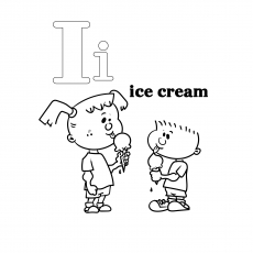 Letter i for ice cream coloring page