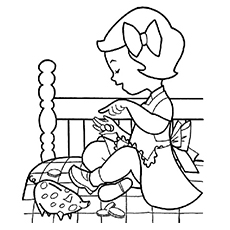 Kid counting money coloring page