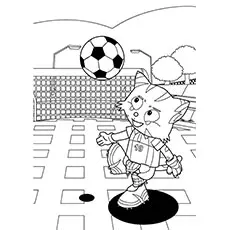 Kitty playing with soccer ball coloring page_image