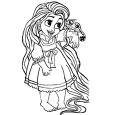 Beautiful and cute little rapunzel coloring pages