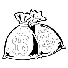 The money bag coloring page