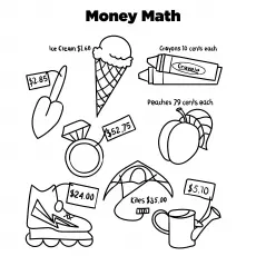The money math coloring page