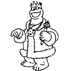 Cookie Monster is the king coloring page