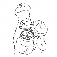 Cookie Monster loves cookies coloring page