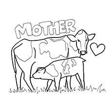 Coloring Page of Mother Cow And Calf to Print