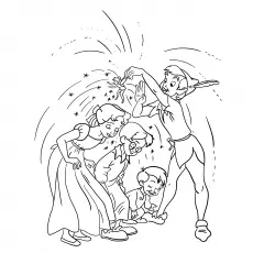 Peter Pan sprinkling pixie dust coloring page