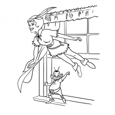 Peter pan with other character coloring page