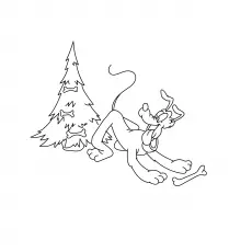 Pluto and the christmas tree, disney christmas coloring pages