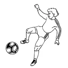 Player ready to hit a goal with a soccer ball coloring page