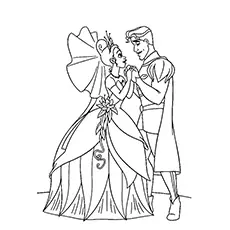 The princess and prince holding hands, Princess and the Frog coloring page