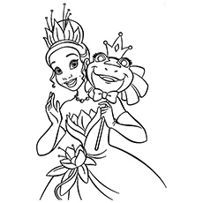 The princess with frog mask, Princess and the Frog coloring page