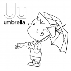 Umbrella starts with letter U coloring pages