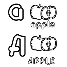 Lower and upper case aA apple coloring pages