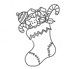 The Christmas stocking stuffed with toys coloring page