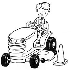 Boy on tractor coloring pages