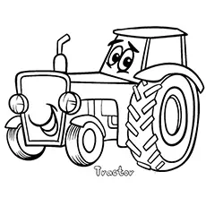 The tractor pulling the cart coloring pages