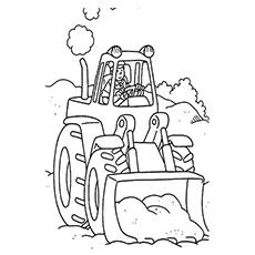 The tractor scooping coloring pages