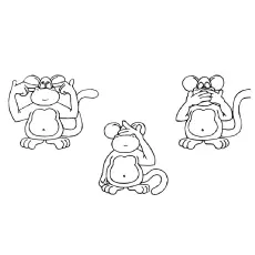 Wise monkeys coloring page