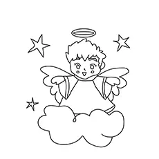 Angel on a cloud coloring page