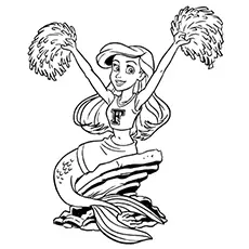 Ariel as cheerleader coloring page