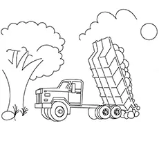 The articulated dump truck coloring page