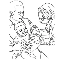 Baby getting an injection from doctor coloring page