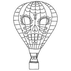 Hot air balloon with a face design, Hot air balloon coloring pages