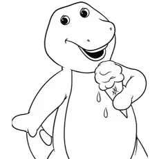 Barney eating ice cream, Barney coloring page