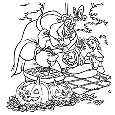 Beauty and The Beast, Disney Halloween coloring page