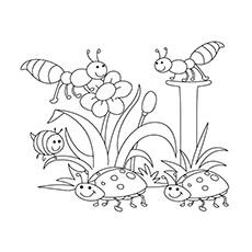 Bees during spring coloring pages