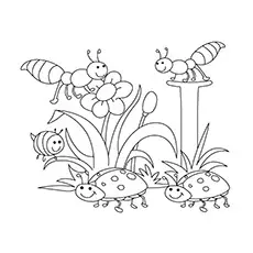 Bees during spring coloring pages
