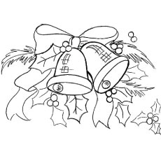 Coloring Page of Bells with Leaves