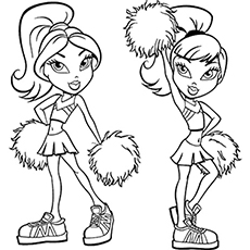 The Bratz cheerleaders coloring page